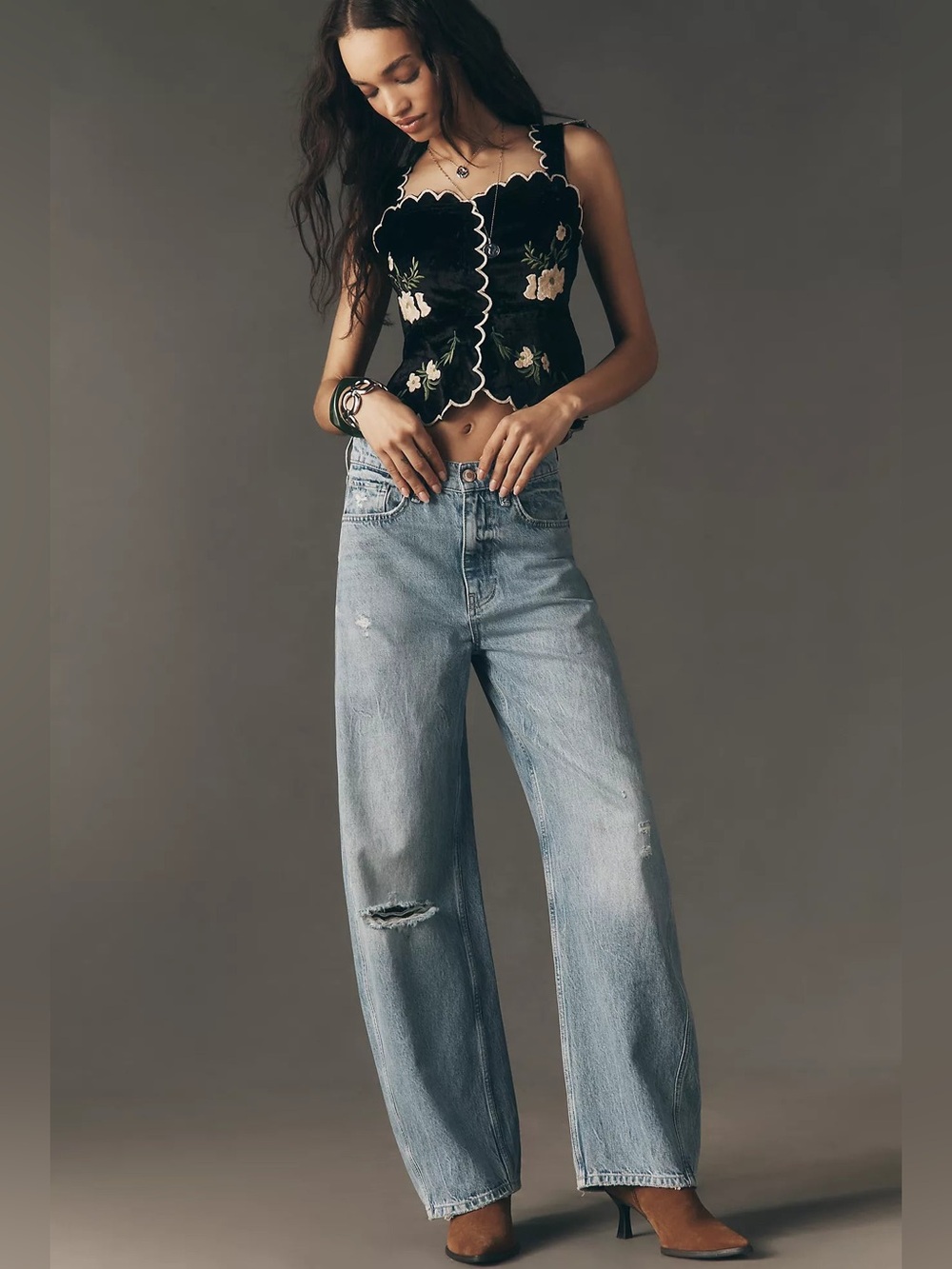 Maeve Anthropologie Waisted Scallop Blouse - Picture 3 of 4